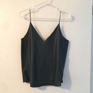 Zara Forest Green Pleather Tank Top